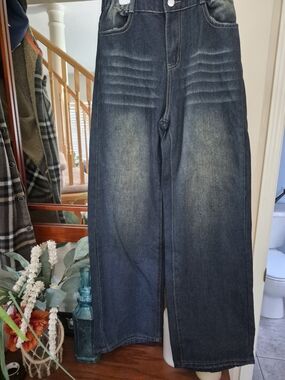Kids Girls Dark Blue Washed Straight-Leg Jeans Brand New Never Worn.